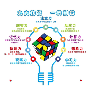 九大功能一科到位海报魔方教学大纲墙贴纸玩魔方益处多多KT板
