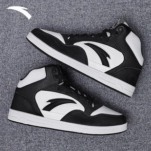 安踏男鞋高帮板鞋2026新款春季潮牌黑白学生休闲跑步厚底运动鞋子