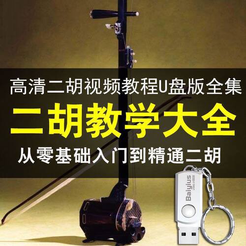 二胡视频教程U盘64G名师讲解拉二胡自学零基础入门初学者全套优盘