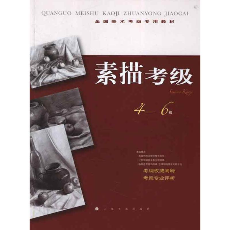正版全国美术考级专用教材:素描考级(4-6级)