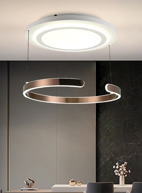 励昌意式轻奢环形LED可升降吊灯三色遥控书房餐桌卧室高级感简约