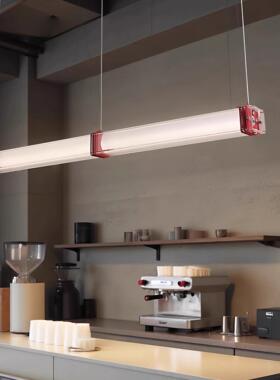 包豪斯一字长条餐厅吊灯艺术红色工业风不锈钢灯前台灯咖啡厅灯具