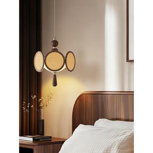 宋式美学藤编布艺吊灯玄关过道卧室茶室中餐厅中古风禅意灯具