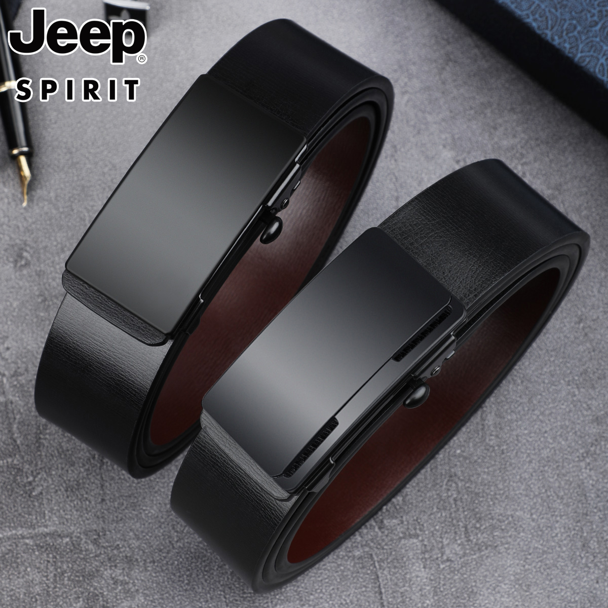 Jeepspirit皮带男士真皮无牙自动扣腰带男青中年商务休闲裤带韩版
