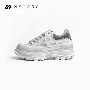 NSIOSC逆势 时尚复古休闲厚底防滑增高帆布板鞋