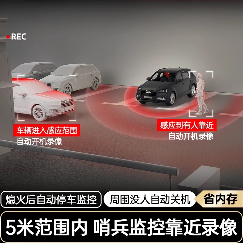 四镜头哨兵模式行车记录仪停车监控2025I新款360度全景免安装无线