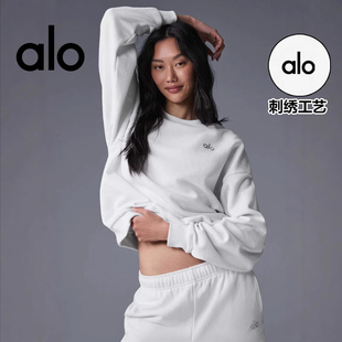 alo fite官方2025年新款春秋季刺绣圆领卫衣男女情侣装运动青少年