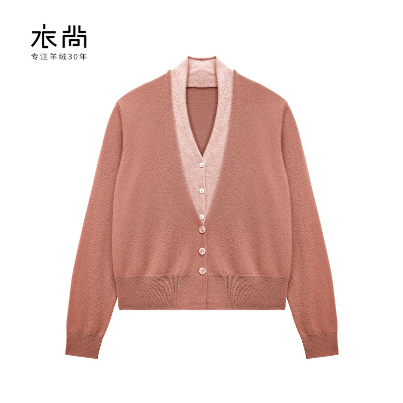 衣尚【100%山羊绒】时尚通勤假两件V领开衫女温柔风针织上衣,女装/女士精品,羊绒衫,淘宝优惠券,粉丝福利购,淘宝优惠卷