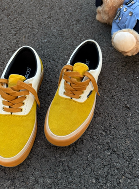 【断码特价Era VLT白黄色麂皮拼接帆布男女低帮高端滑板鞋休闲鞋