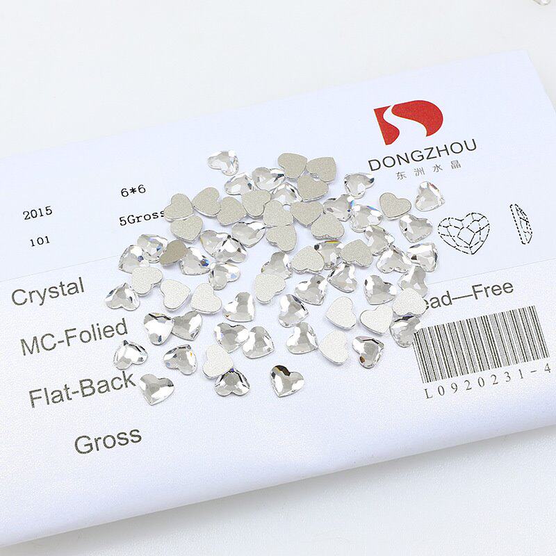 东洲水晶平底钻饰品配件白色桃心平底钻美甲爱心钻新款超闪水钻