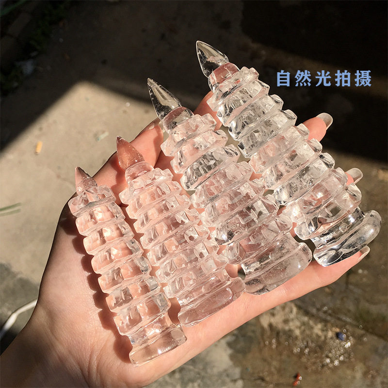 厂家天然白文昌塔水晶 文昌塔雕件家居装饰品水晶工艺品摆件