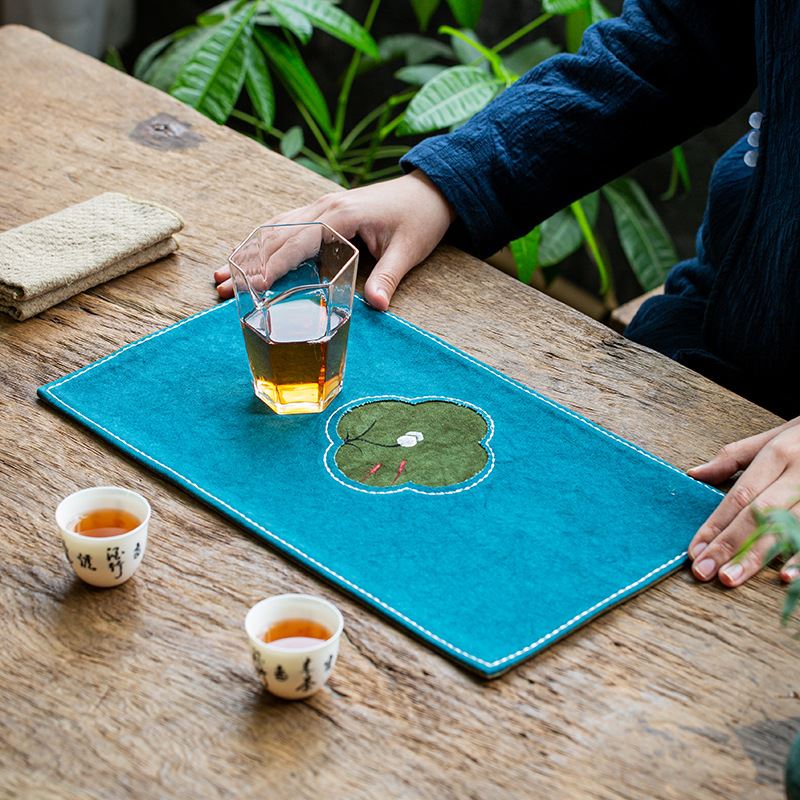 扎染手缝茶席手绘中式棉麻茶垫布桌旗干泡茶巾茶盘台茶桌垫子配件