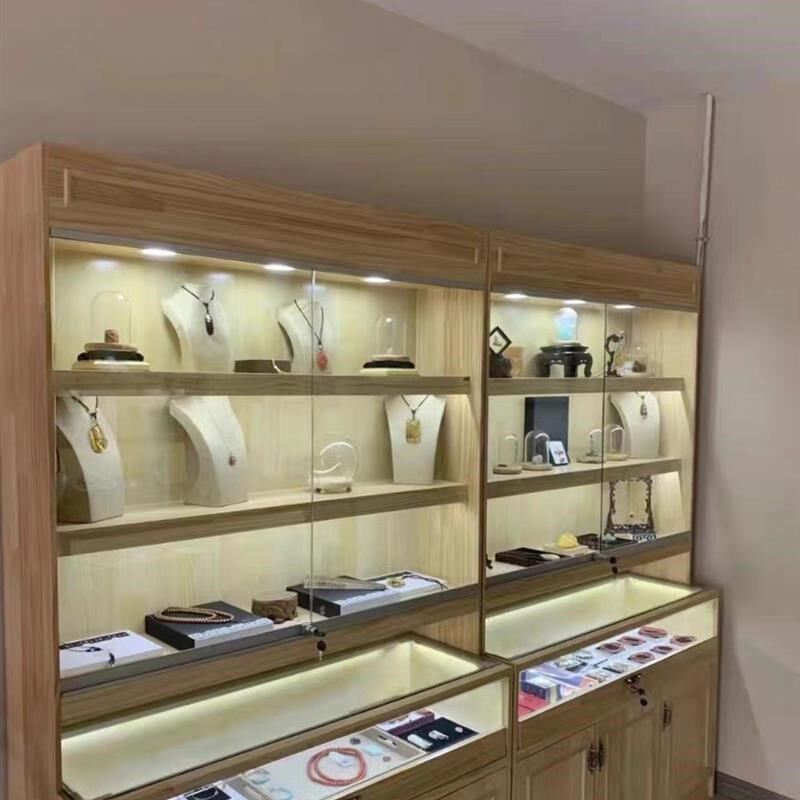 实木复古珠宝饰品首饰翡s翠玉器古玩茶叶玻璃展示柜台展柜橱窗定