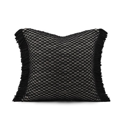 简约侘寂风黑白棉绒棉麻s抱枕民宿公寓美容院方枕客厅卧室装饰背