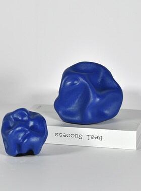 现代简约陶瓷小摆件创意几何桌面软装饰品白色蓝色U办公室书桌摆