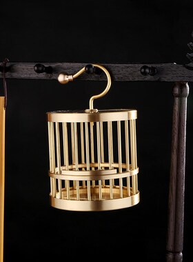 黄铜小鸟笼客厅i玄关工艺品样板间软装摆件仿古送朋友长辈宠物笼