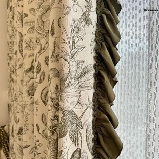 中古风窗帘2e024法式雪尼尔提花遮光窗帘遮光卧室高级感高端厂家