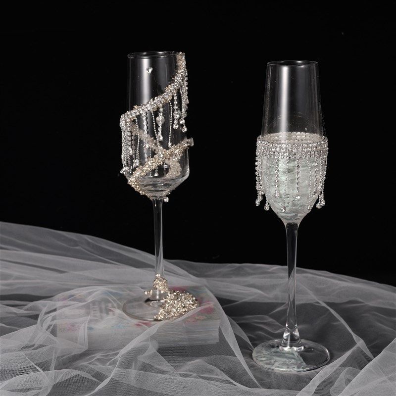 婚礼新人敬酒杯结k婚一对diy材料包高脚杯订婚礼物香槟杯简约高级,餐饮具,甜酒/香槟杯,淘宝优惠券,粉丝福利购,淘宝优惠卷