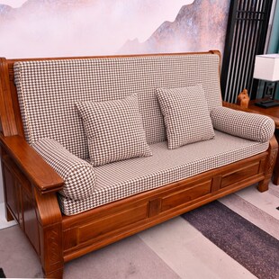 老式木沙发垫坐垫带靠背一体红木实木海绵垫硬P厚老款木制沙发坐