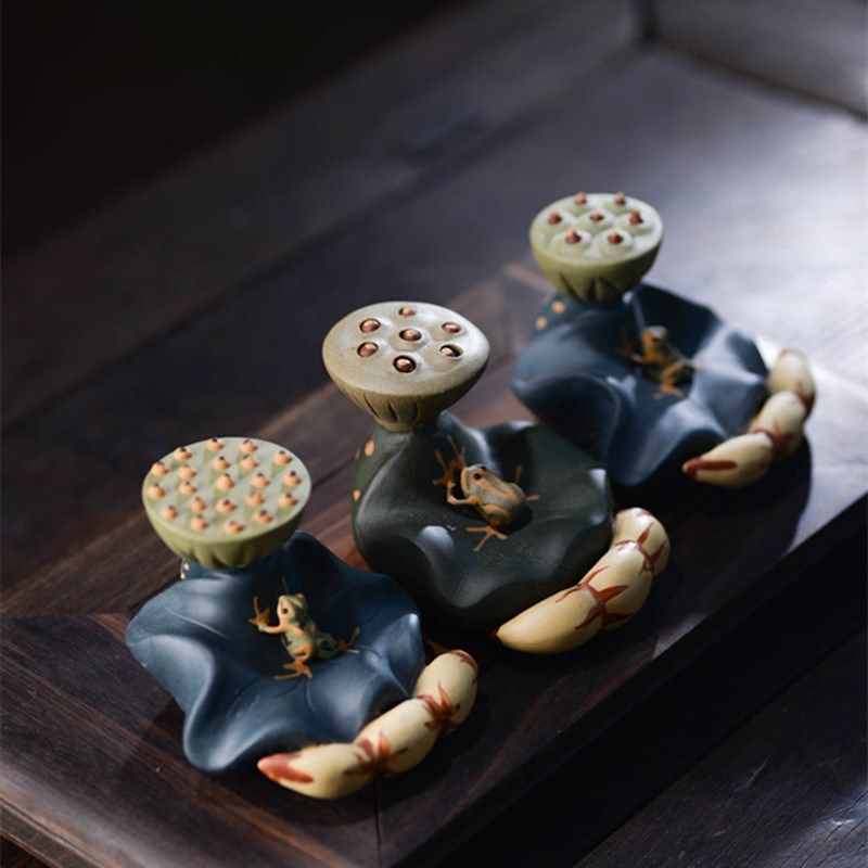 宜兴紫砂茶宠莲蓬k莲子盖拖小摆件茶壶青蛙荷叶盖置雕塑茶具可养,餐饮具,茶宠摆件,淘宝优惠券,粉丝福利购,淘宝优惠卷