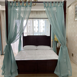 定制四柱架子g床幔东南亚风美式中式主题酒店客栈床帘纱幔蚊帐床