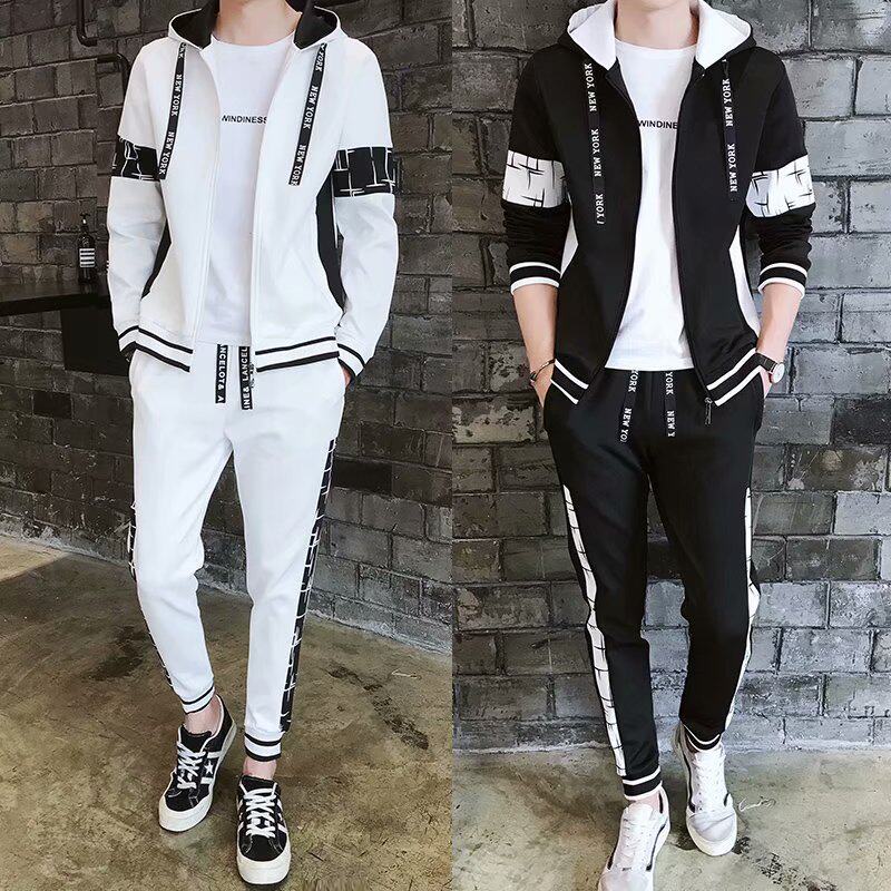 套装男学生秋冬季连帽帅