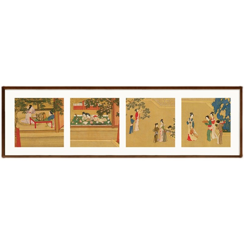 仇英汉宫春晓图中式复古小众艺术装饰画中古客厅餐厅玄Z关沙发墙,家居饰品,现代装饰画,淘宝优惠券,粉丝福利购,淘宝优惠卷