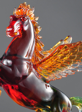 琉璃飞天c马摆件工艺品招财精致马到成功家居客厅酒柜办公室装饰