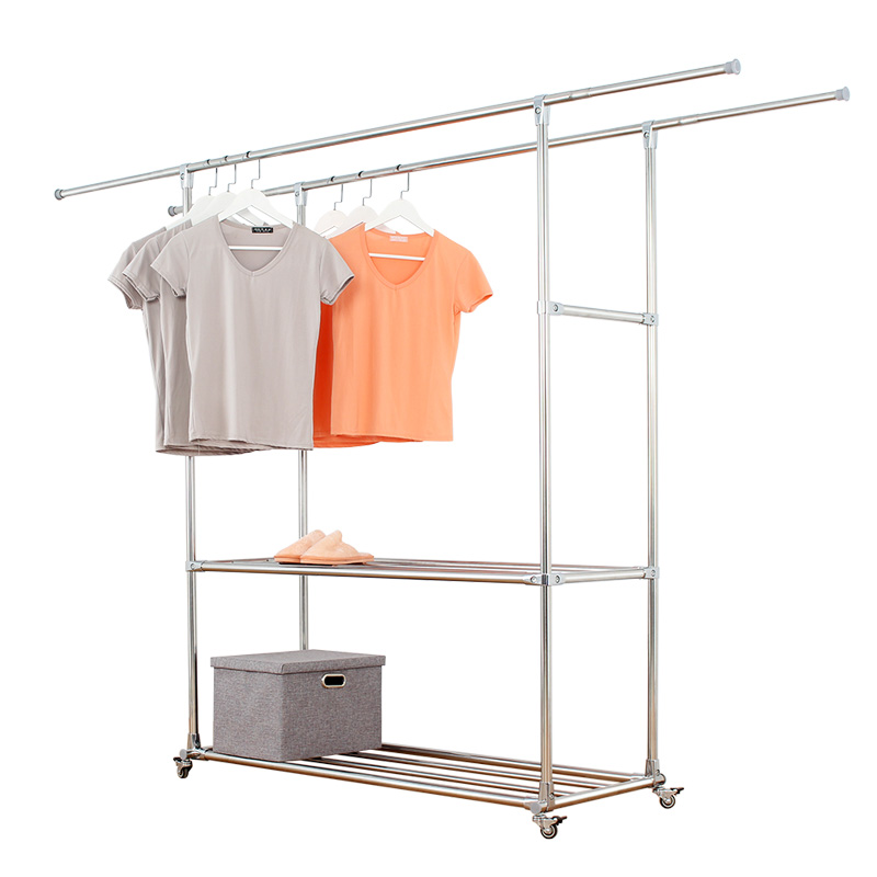 不锈钢落地双杆晾衣架 室外晒衣架 室内挂衣架阳台凉Y衣.架晒被架