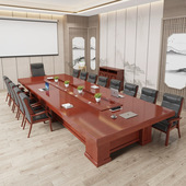 大型会议桌长桌油漆现代简约贴实木皮条形多人洽谈桌桌椅组合 包邮