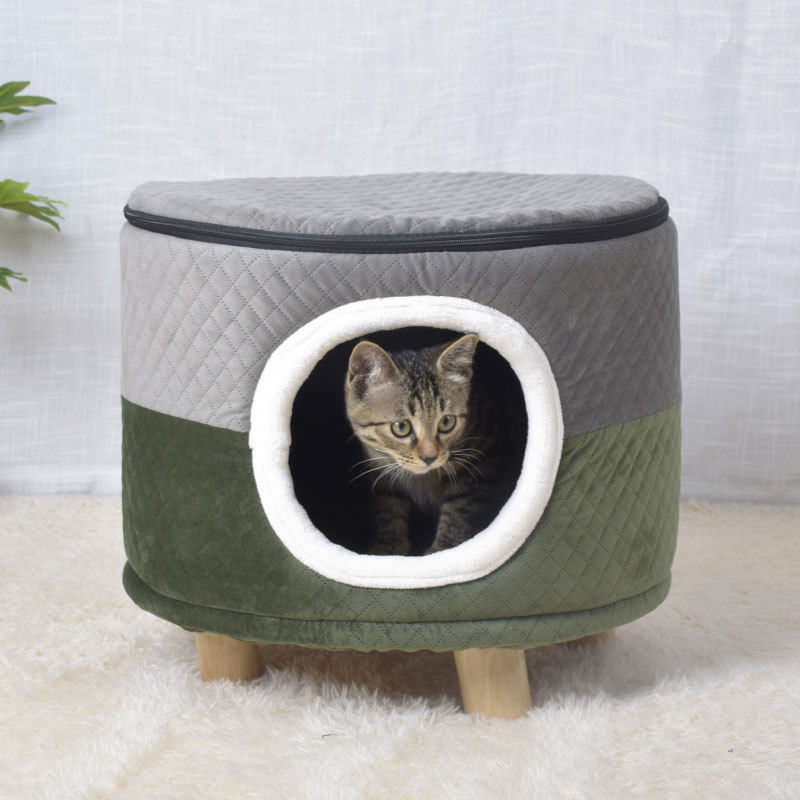 凳子猫窝四季通用宠物猫咪封闭式狗狗窝房子型可拆洗窝猫床加厚