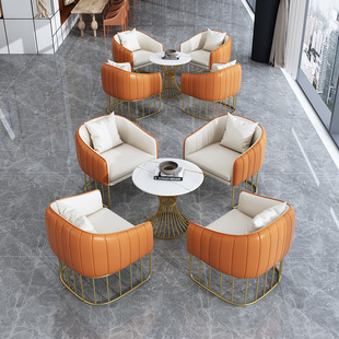 售楼处接待沙发桌椅组合酒店大堂休息区沙发餐厅咖啡厅卡座沙发