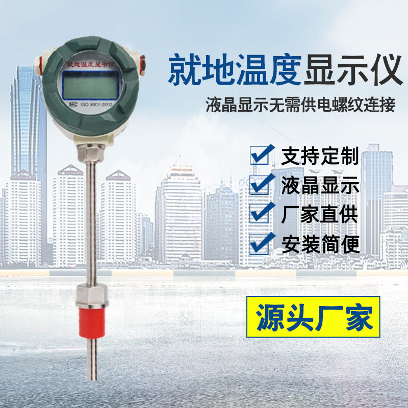 就地温度显示仪螺纹连接热电阻温度显示仪工业仪表液晶显示温度计