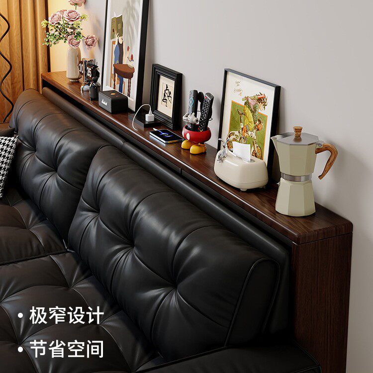 实木沙发后置物架床头靠背柜床尾长条收纳柜墙边小窄桌夹缝隙储物