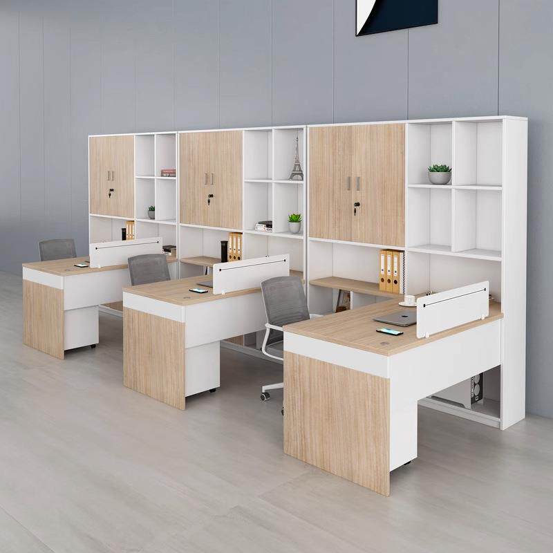 办公桌椅组合卡座办公室2人两双人位工位财务桌子带高柜简约现代