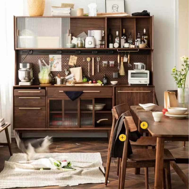 北欧全实木餐边柜一体靠墙收纳柜黑胡桃木日式玻璃高柜置物柜家具,电子元器件市场,电线扎带/束线带,淘宝优惠券,粉丝福利购,淘宝优惠卷