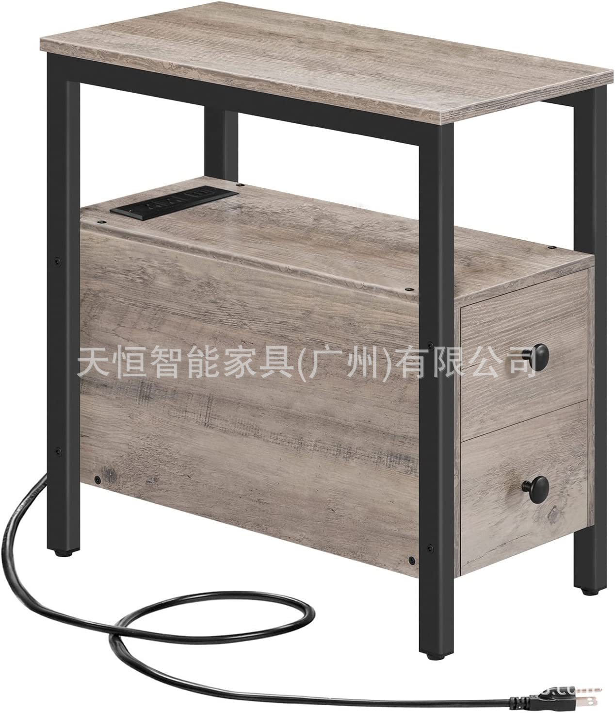 客厅带双抽屉的沙发边几卧室床边柜收纳柜金属支架厂家直销可定制