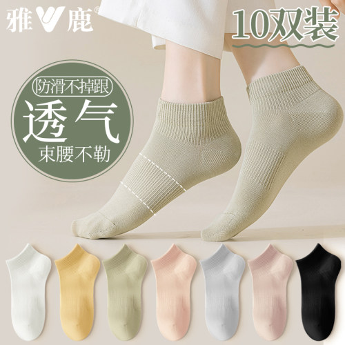 雅鹿袜子女中筒袜薄款纯棉袜子吸汗透气短袜2026年春夏新款女士袜