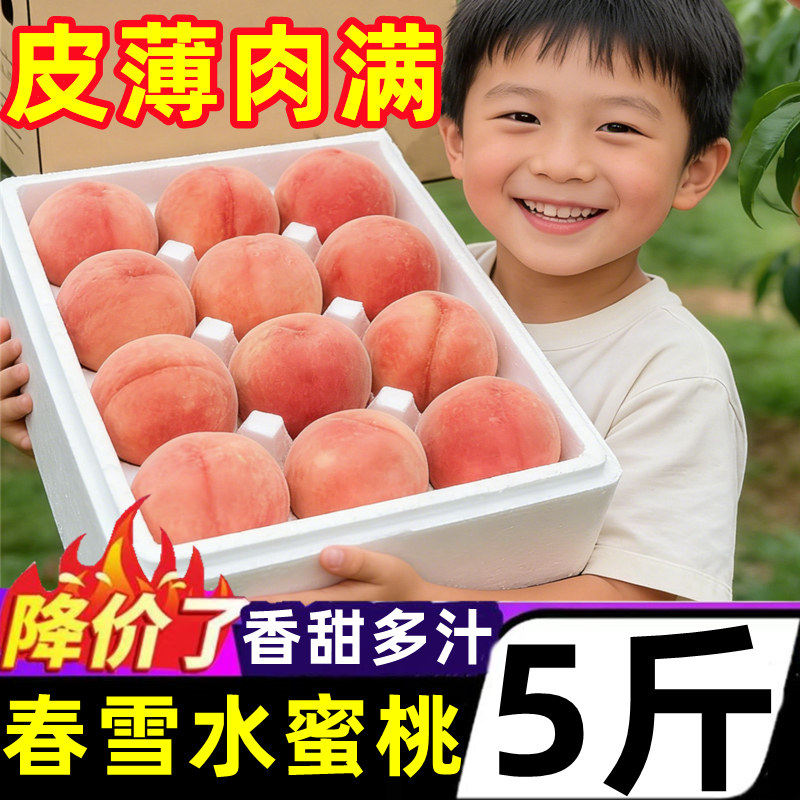 河北春雪水蜜桃新鲜5斤当季水果脆桃子软毛桃时令孕妇整箱