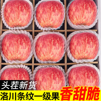 正宗陕西洛川苹果新鲜水果10斤脆甜红富士冰糖心阿克包邮条纹一级