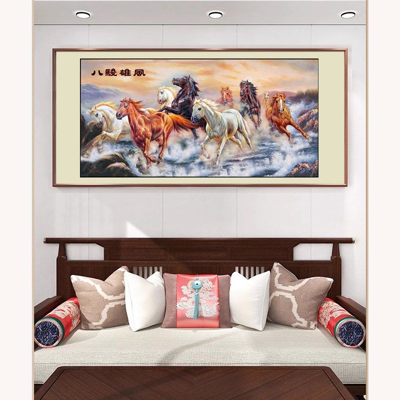 苏绣DIYc套件初学 八骏雄风 八骏图 客厅卧室办公室手工刺绣装饰