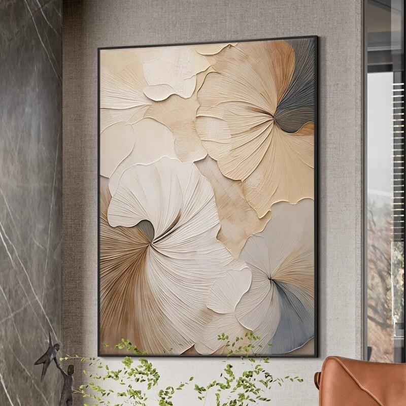 奶油风手绘油画抽象沙发背景墙装饰画餐厅高级Q感装饰画玄关床头图片