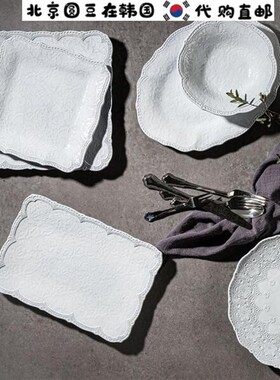 韩国直邮意大利产vbc手工陶瓷高I档餐具巴洛克蕾丝盘碗碟杯子