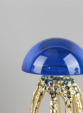 北欧创意水晶水母金属海洋艺术主题摆G件客厅玄关样板间家居装饰