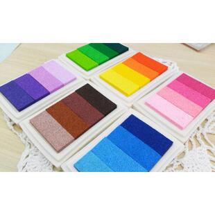 爆款创意文具新品可爱大印台彩虹色渐变色印泥印章伴侣婚礼签到印