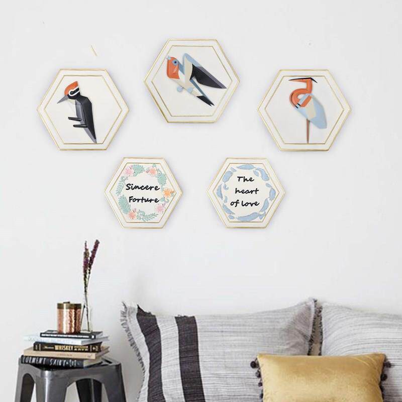 爆款如果北欧挂饰创意家居客厅电视背景墙壁挂饰树脂工艺品摆件