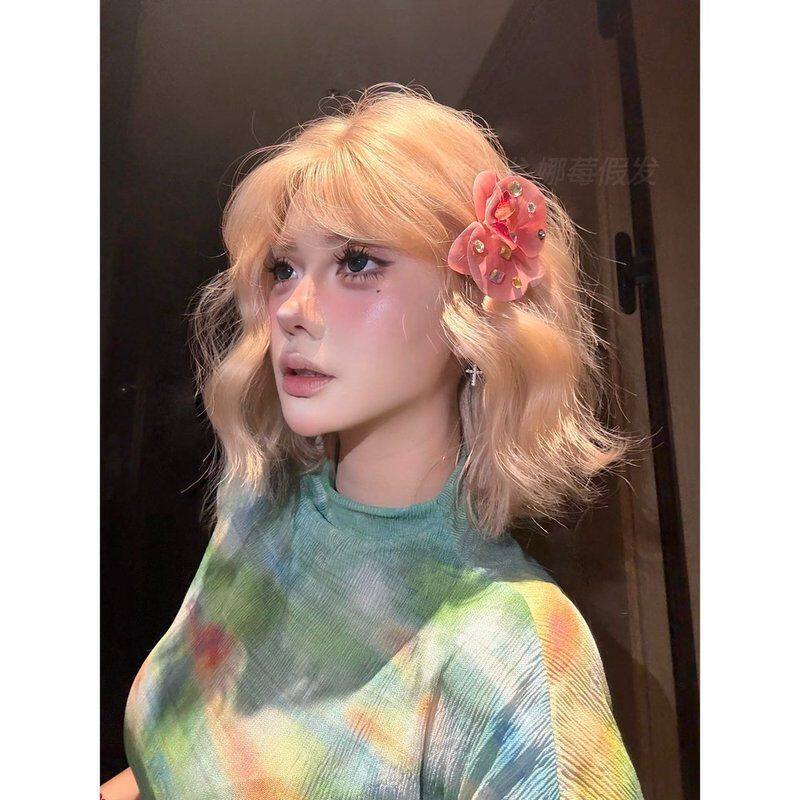 【米金卷卷】娜莓浅色蛋卷几字刘海短发女生自然透气舒适全头套假