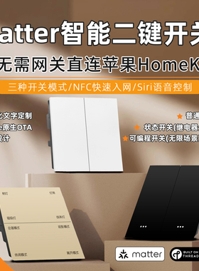 Matter智能二键墙壁开关情景Thread手机控制语音直连HomeKit场景