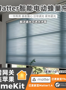Matter雙馬達日夜風琴簾 homekit电动蜂巢帘Thread智能罗马窗簾