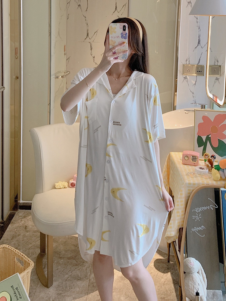 출산 잠옷 여름 얇은 모달 간호 복장 임신 느슨한 치마 감금 의류 잠옷